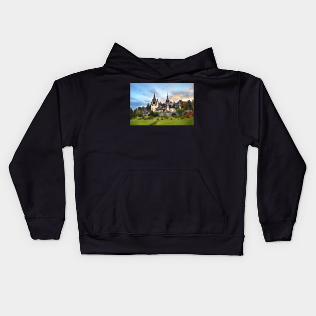 Peles Castle in Sinaia, Romania Kids Hoodie by mitzobs